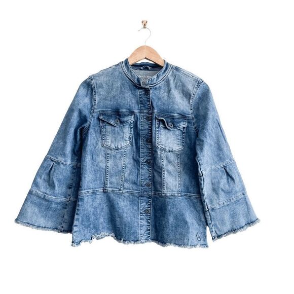 Sandwich Denim Womens Jean Jacket Button Down Relaxed Fit Bell Sleeve Blue EU42 - Picture 1 of 7